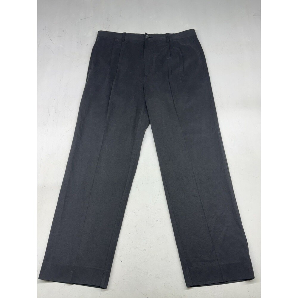 Tommy Bahama Pants Mens 35x30 Black Silk Relax Pleated Dress Slacks Classic